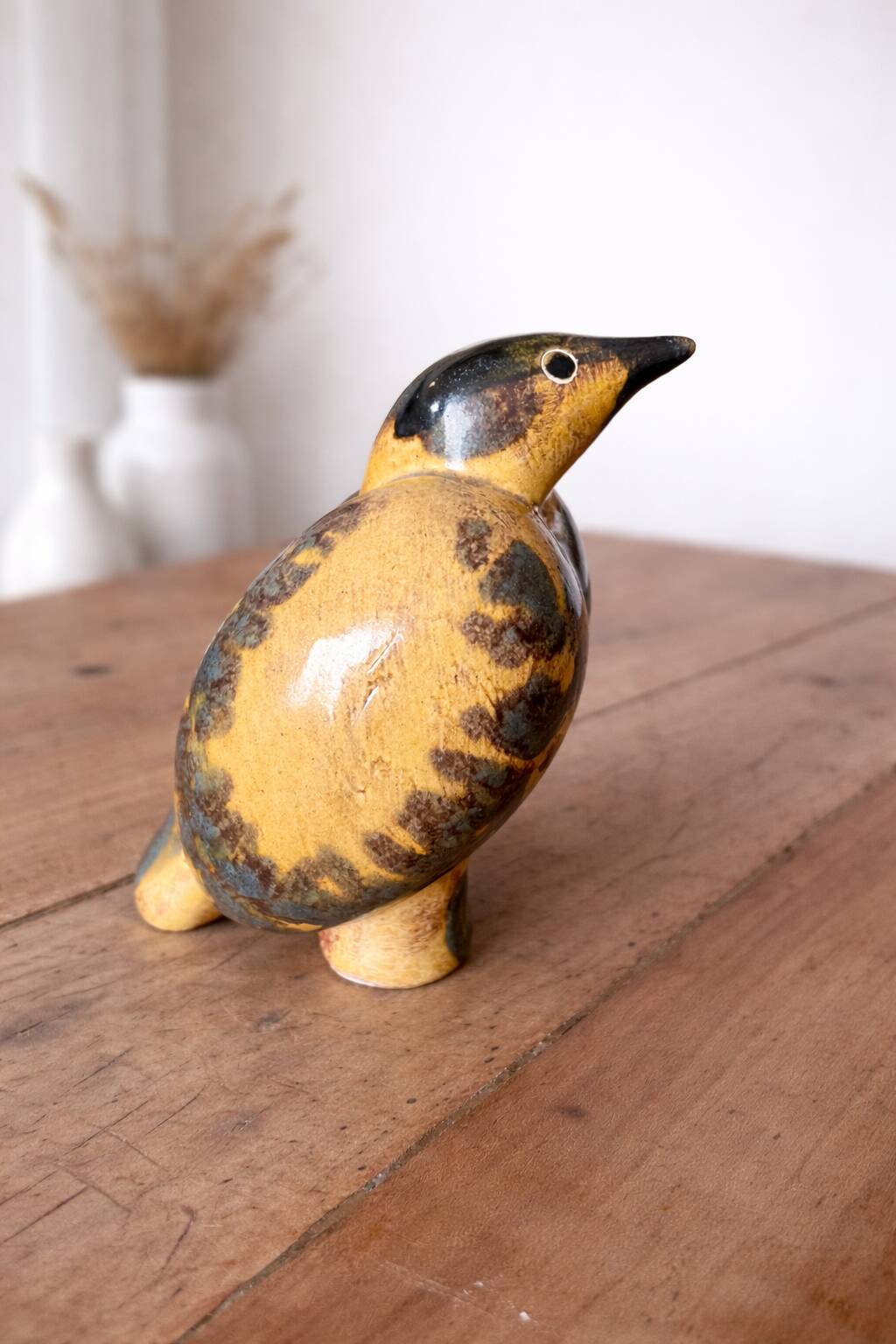 Decorative bird in glazed earthenware, Europe, around 1960.