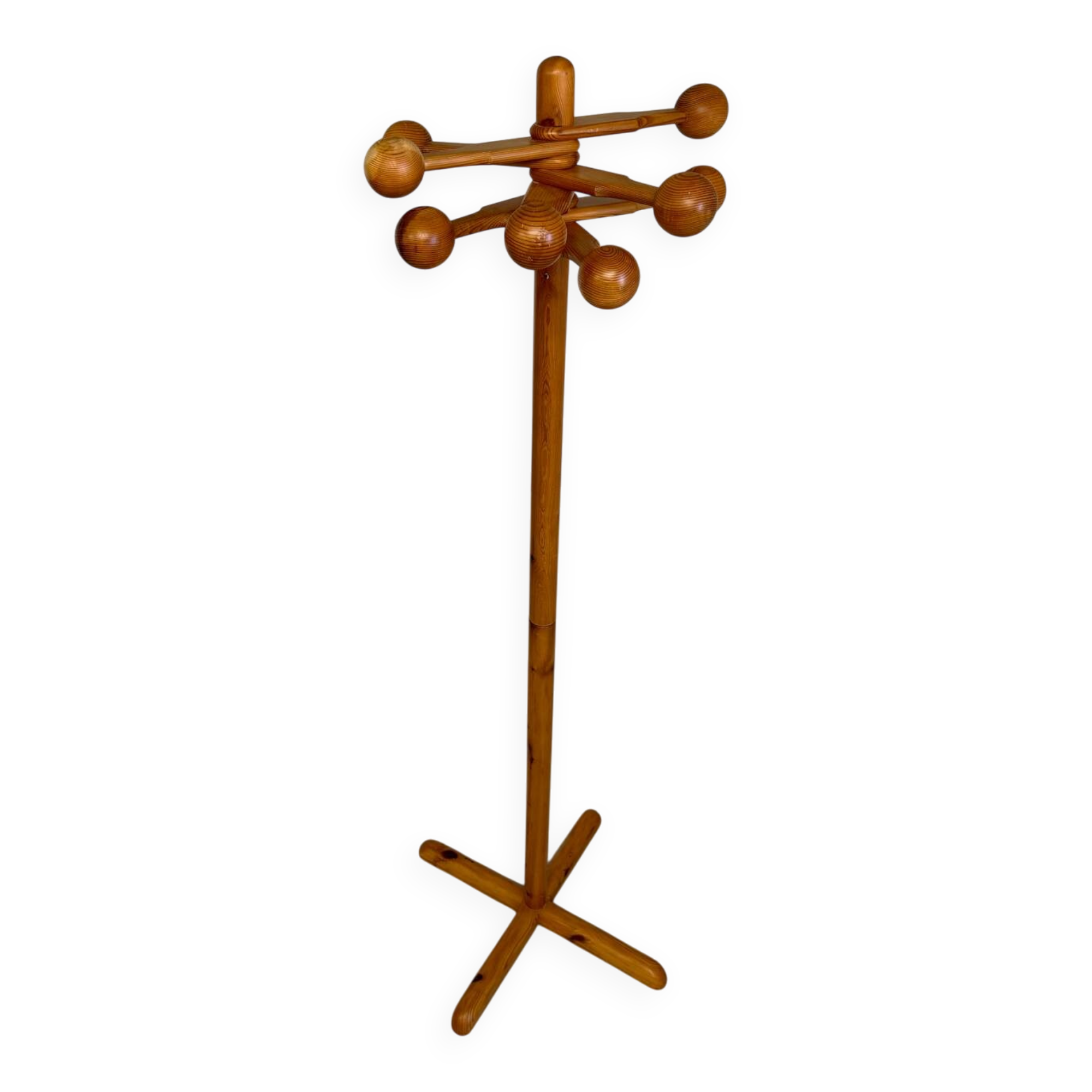 Vintage solid pine coat rack designed by Reiner Daumiller from the 1970s.