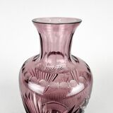 Bohemian Hand Cut Glass Vase, 1970s
