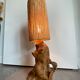 Brutalist style lamp, raw wood and rope