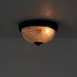 Small glass ceiling light from the 1980s, antique transparent light fixture