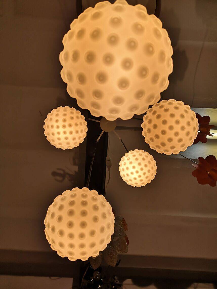 Suspension 5 glass balls from the 60s