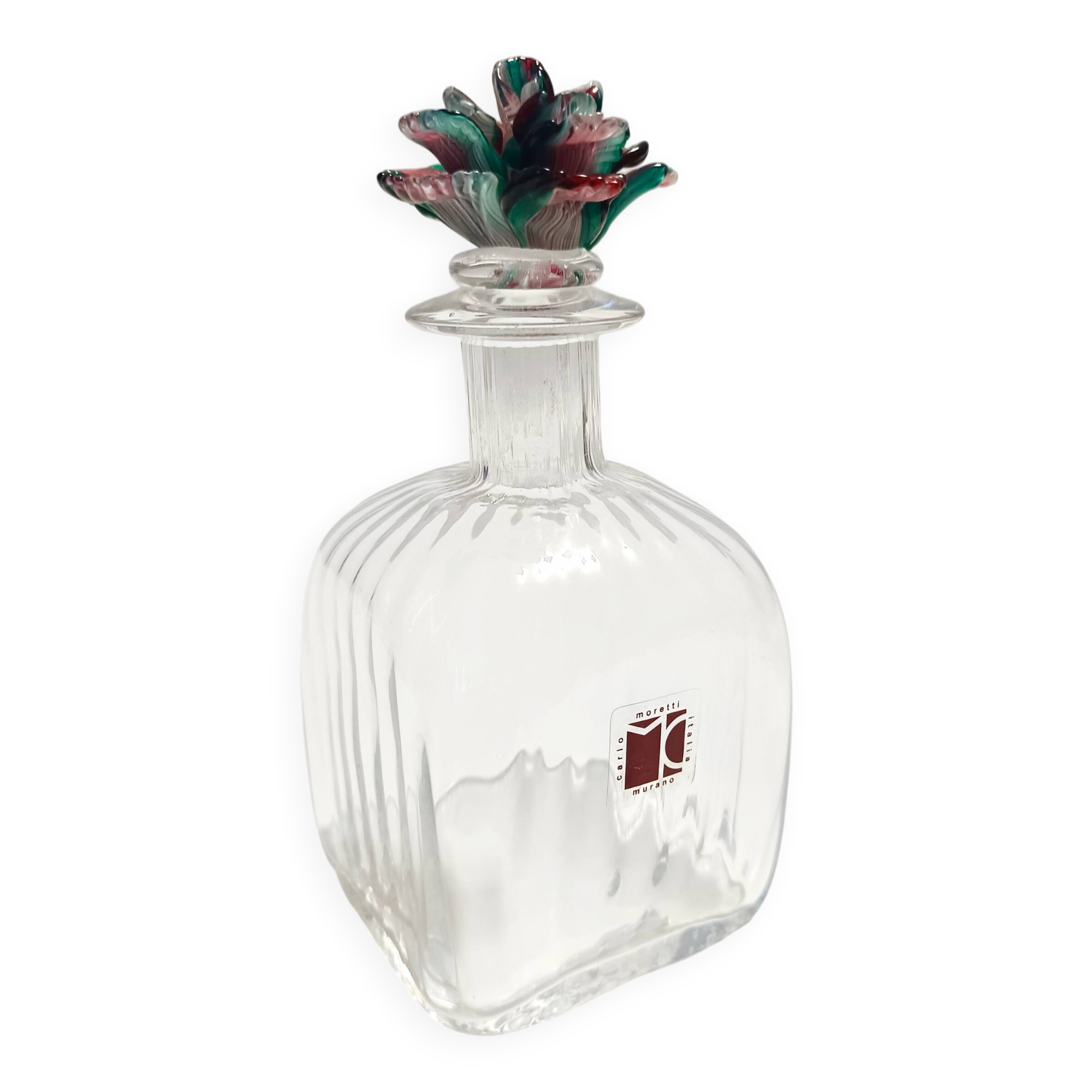 Transparent Murano Glass Decanter Bottle by Carlo Moretti, Italy