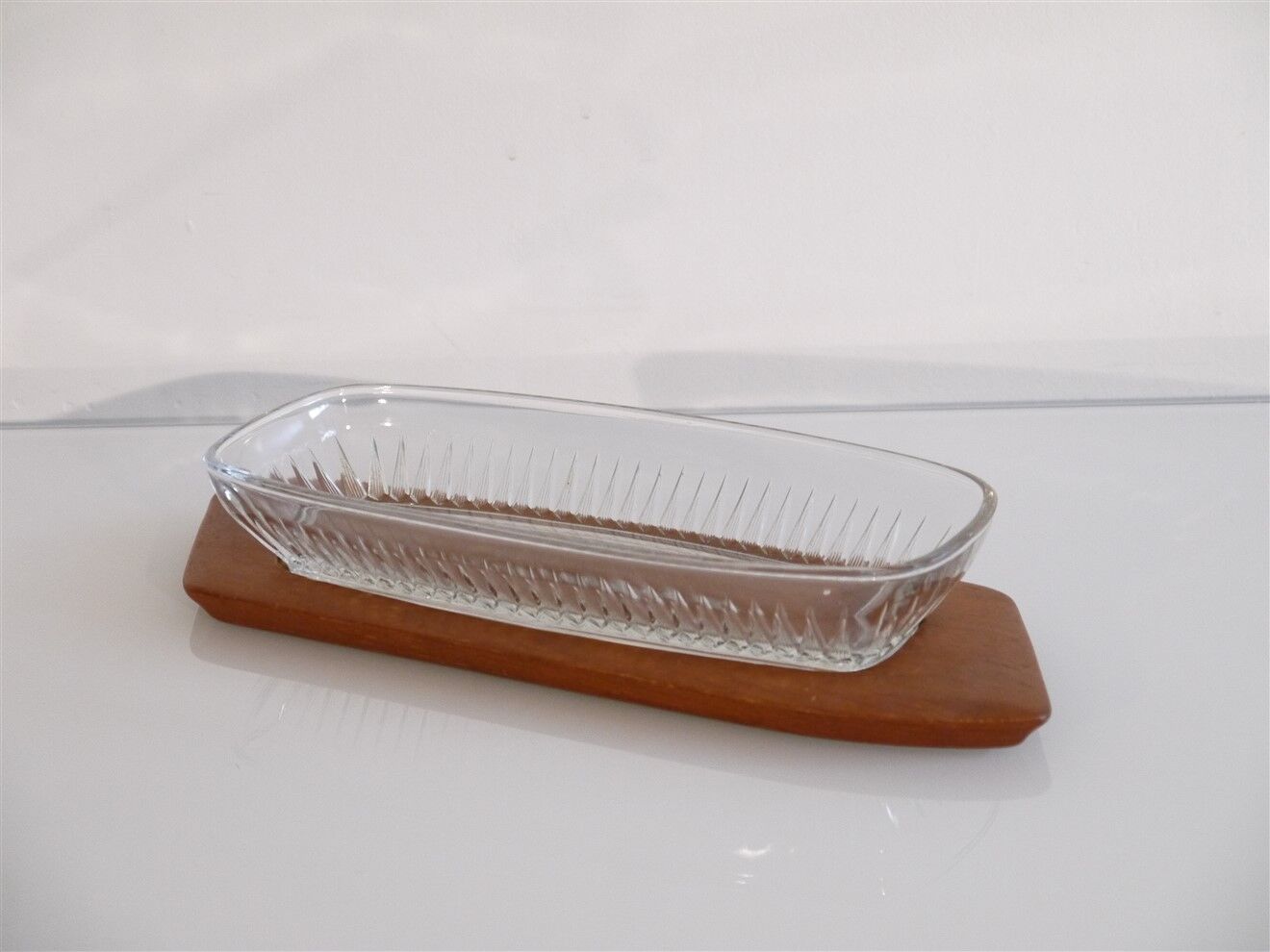 Scandinavian teak and glass tray 1960