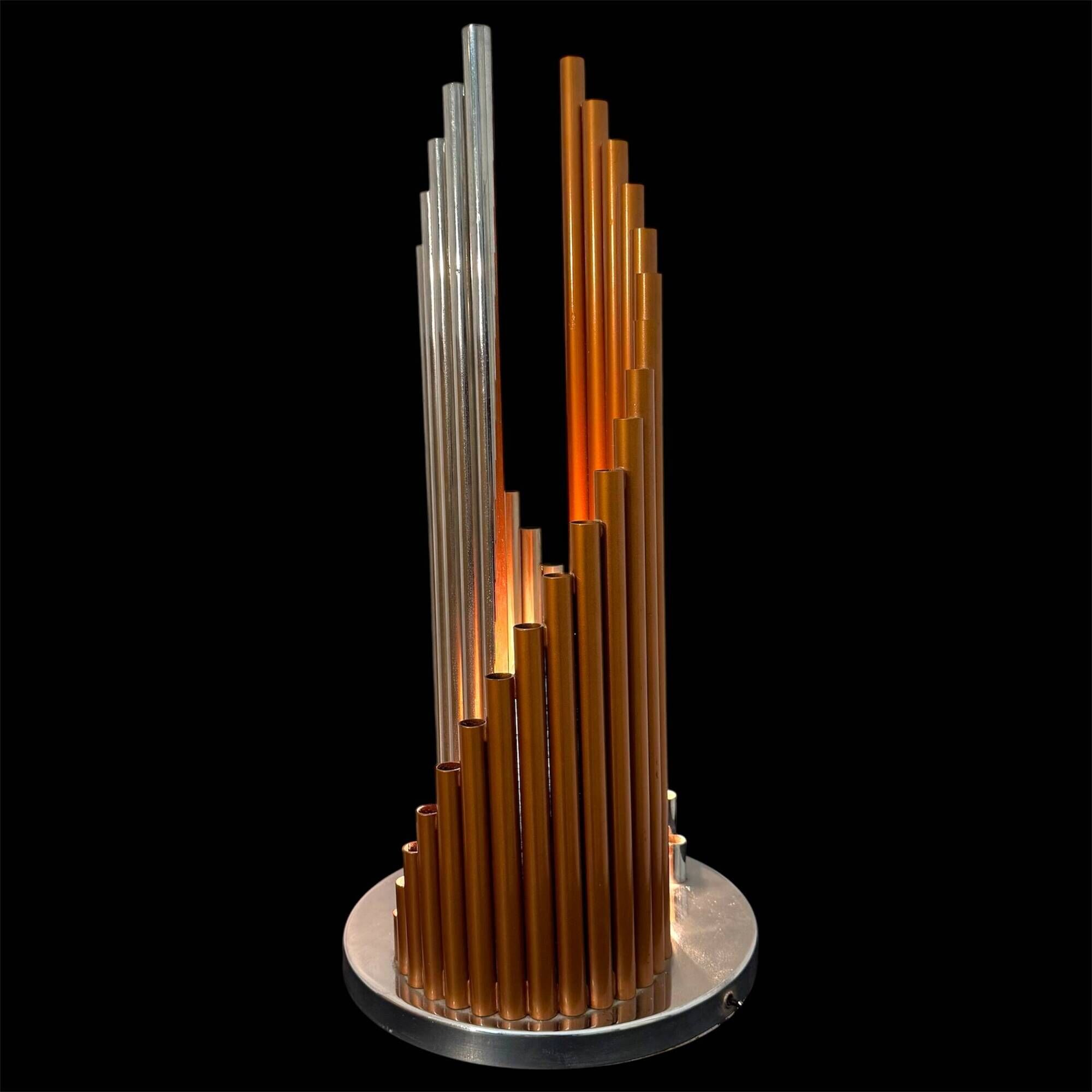Table Lamp with Organ Pipes – 5 Light Points, Chrome Steel and Metal