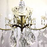 Lustre 5 lumières en laiton et pampilles