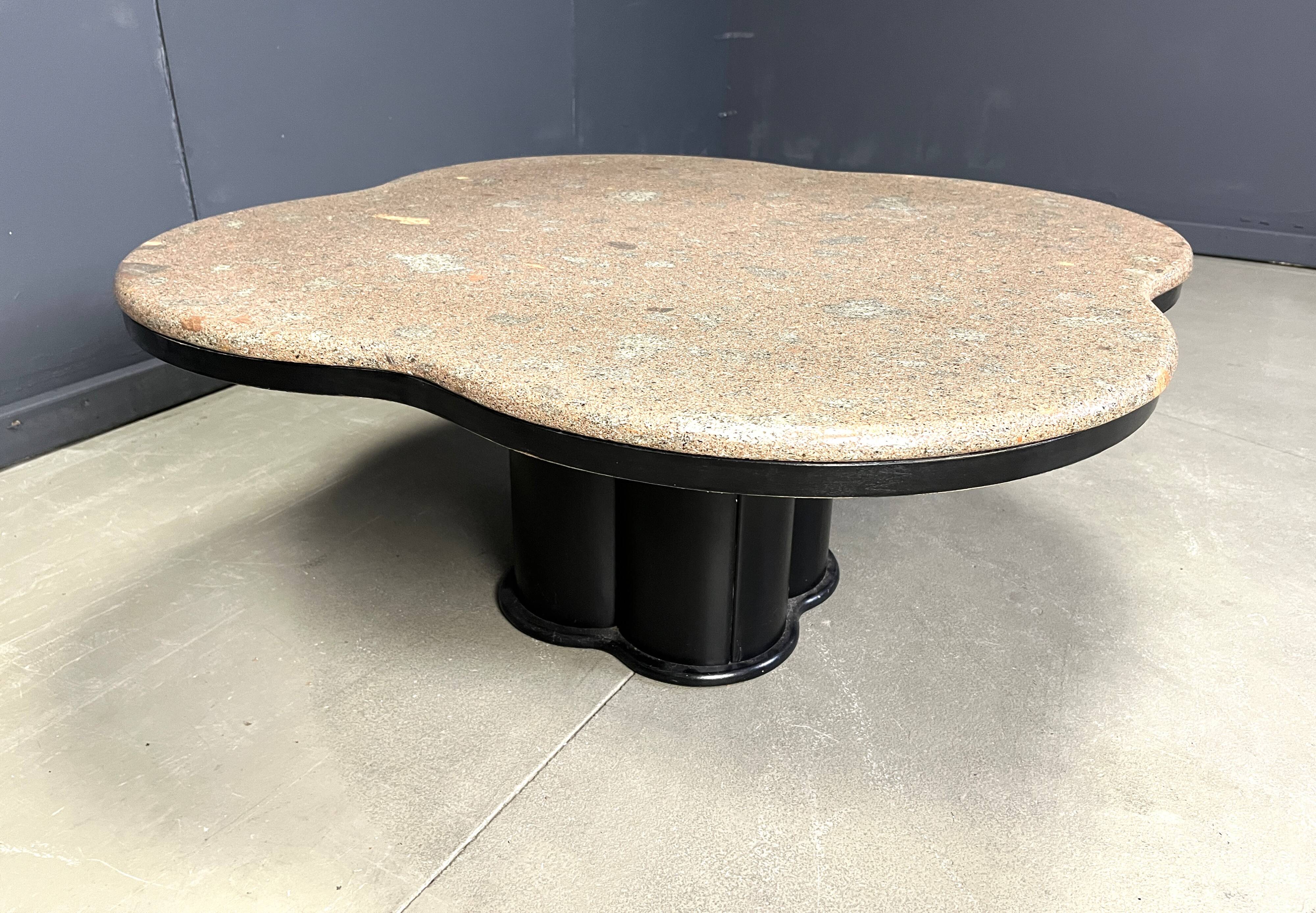 Vintage granite clover-shaped coffee table, 1970s