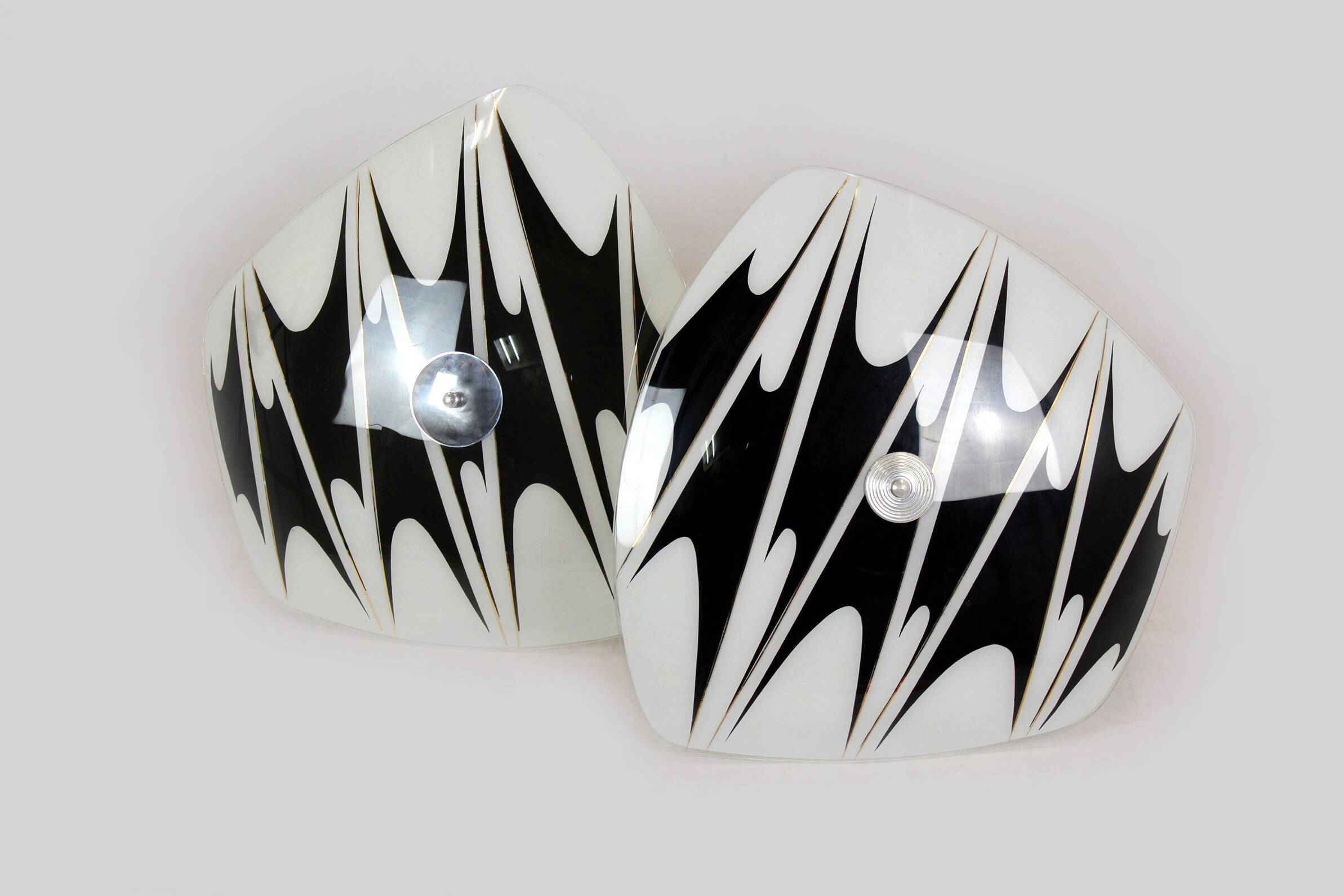 Large Vintage Czechoslovakian Opaline Glass Pendant Lights, 1970s, Set of 2