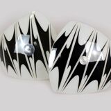 Large Vintage Czechoslovakian Opaline Glass Pendant Lights, 1970s, Set of 2