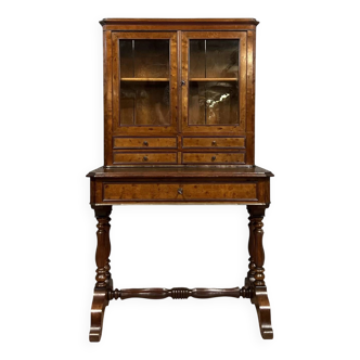 Restoration period mahogany desk and display case