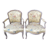 Pair of Louis XV style lacquered wood armchairs
