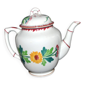 Sarreguemines coffee pot, Colmar polychrome decoration, bamboo shape, 1930.