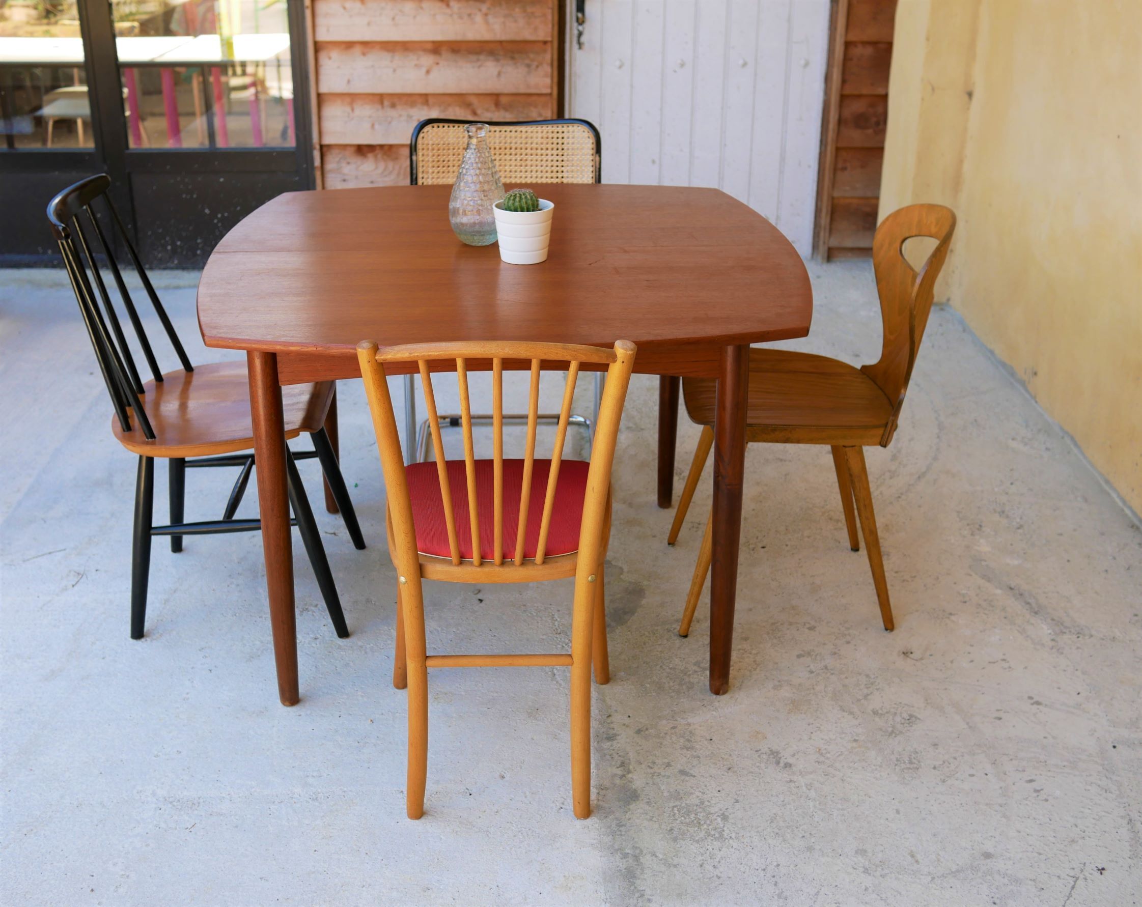 Scandinavian dining table extendable teak by Henry Walter Klein
