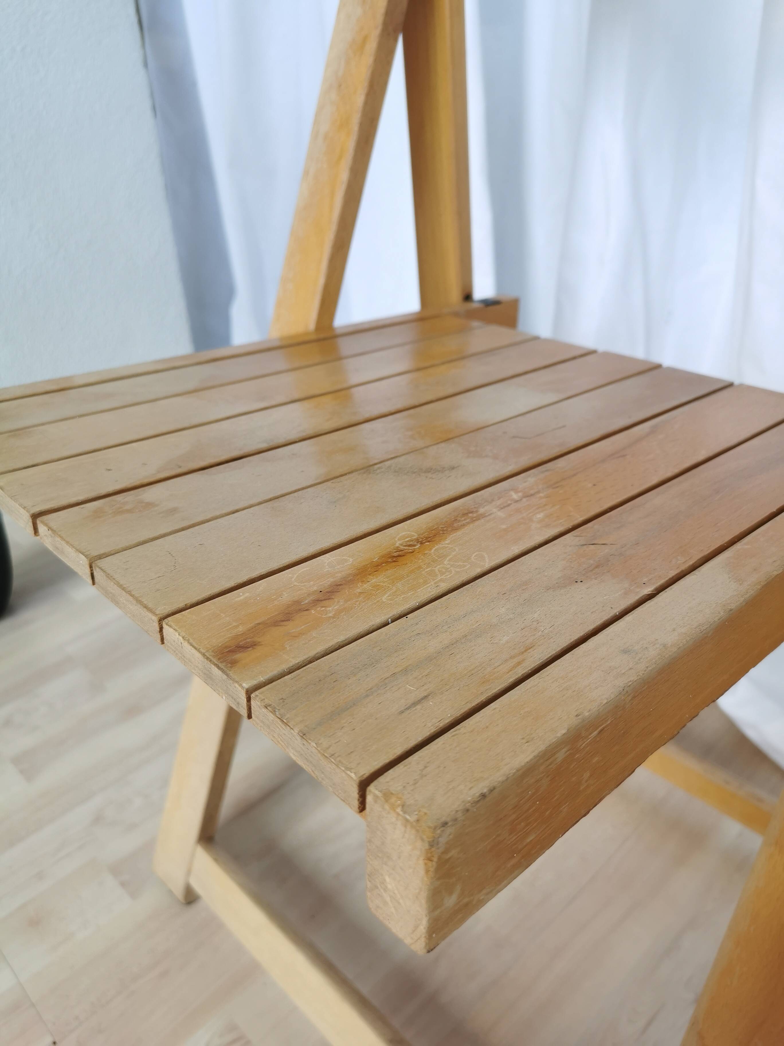 Vintage Trieste Folding Wooden Chair by Aldo Jacober, 1970s