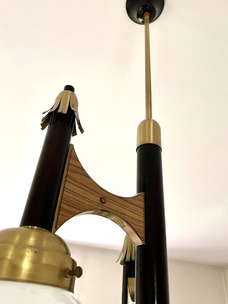 Lustre cascade de 3 globes Targetti 1950