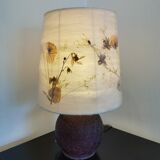 Lampe à poser en verre et abat jour en fleurs séchées
