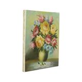 Fleurs dans un vase Nature morte Peinture amateur Signée 27 cm