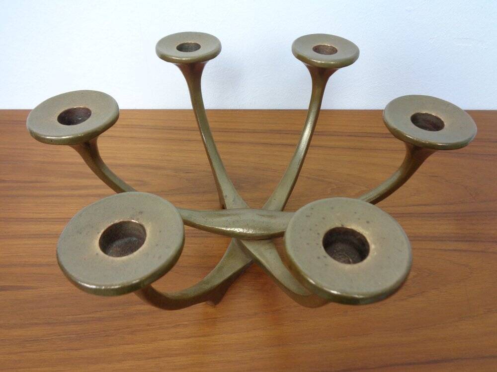 Brutalist Bronze Candleholder by Michael Harjes, 1960s