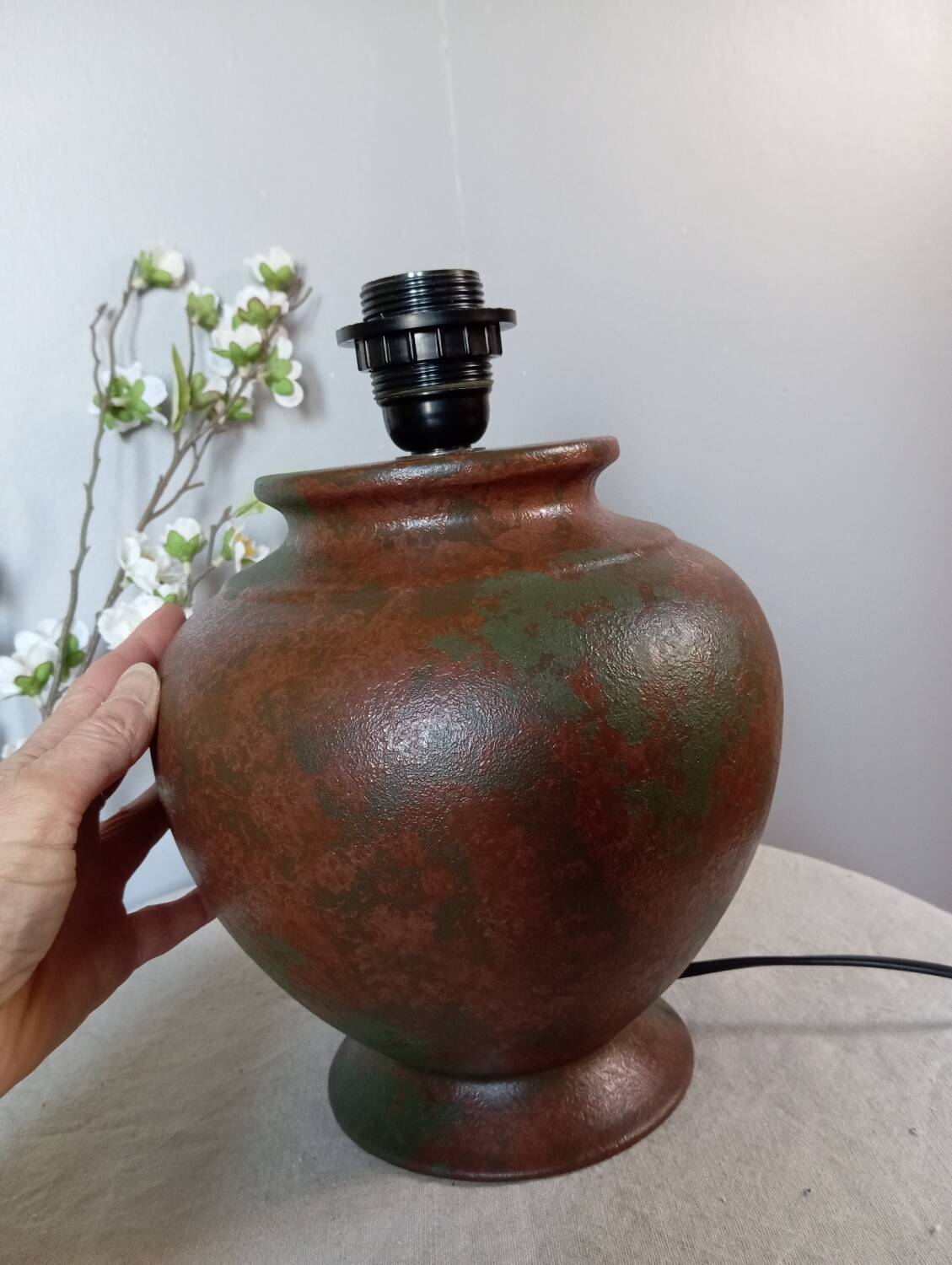 Vintage, aged copper metal lamp base