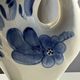 Vintage white ceramic carafe with blue Gjel-style decoration, USSR.