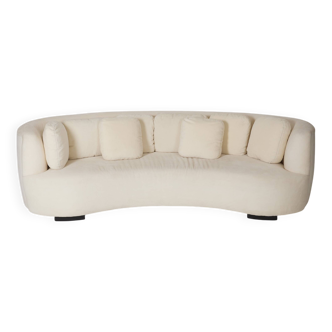 Canapé demi-lune en mohair blanc