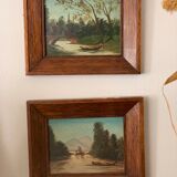 Pair landscape paintings