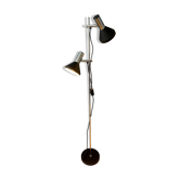 Lampadaire vintage noir mid-century avec deux spots en aluminium