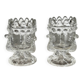 Pair of antique moulded glass egg cups