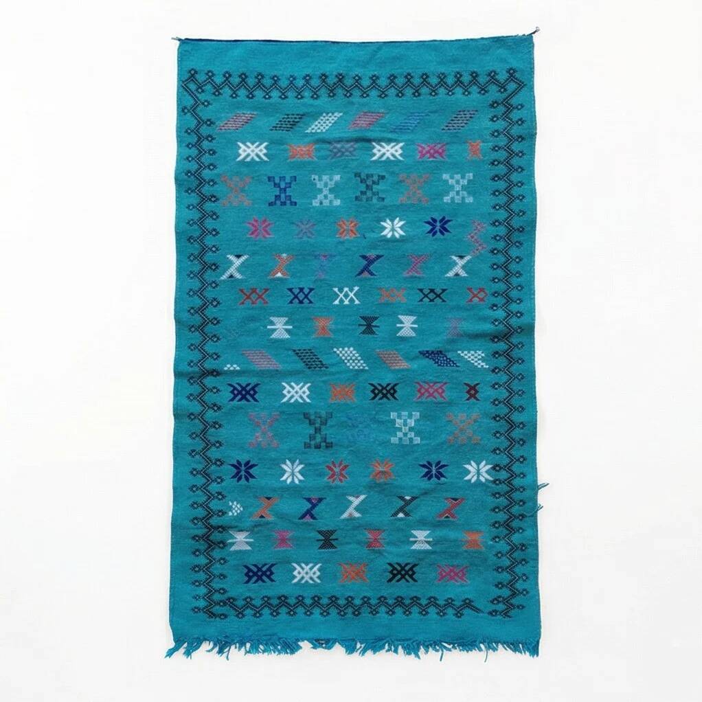 Tapis berbère turquoise Sabra