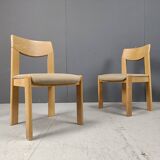 Lot de 6 chaises de salle à manger brutalistes en chêne - années 1970