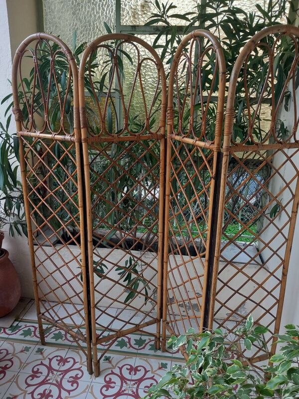 Paravent rotin vintage