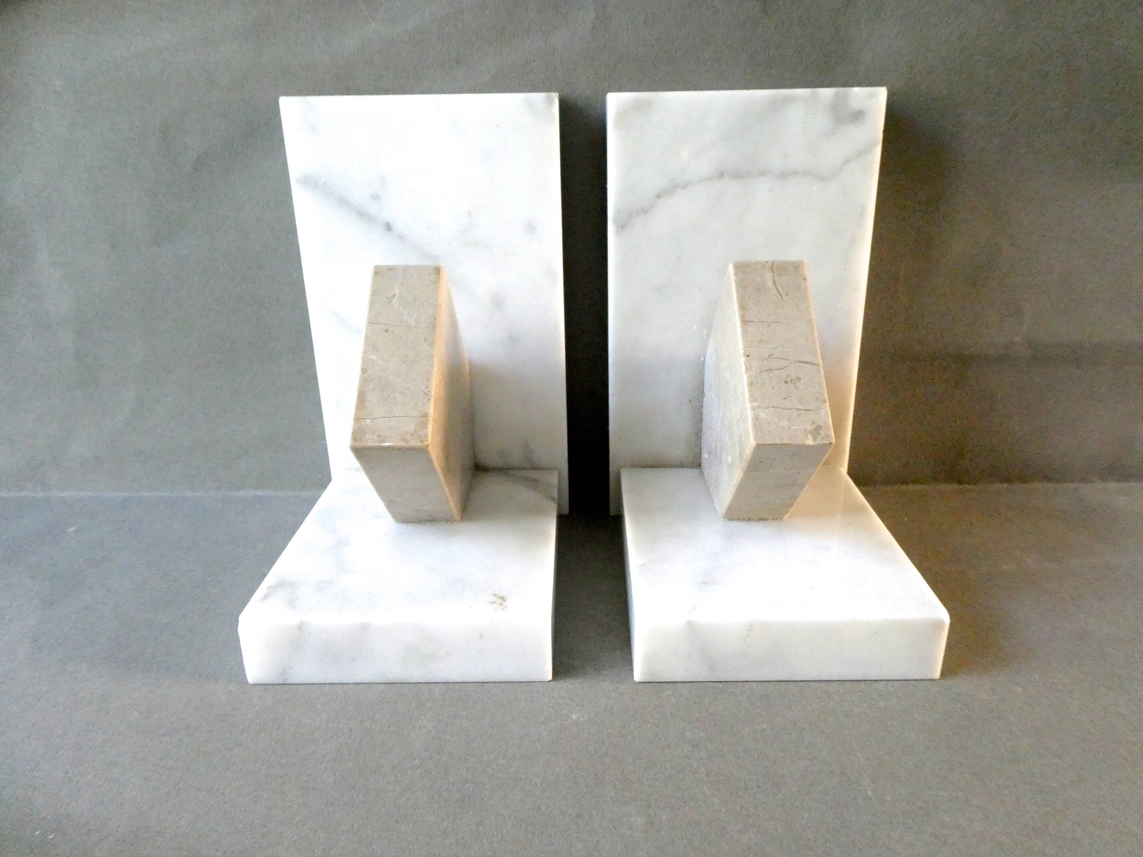 Pair of greenhouse books in white marble 60s