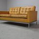 Florence Knoll two-seater sofa in mustard yellow leather, 1970