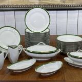 1960s Limoges porcelain dinner service, green and gold - 42 pieces
