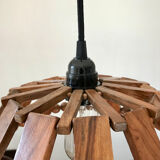 Suspension lamp in wood and vintage pearl