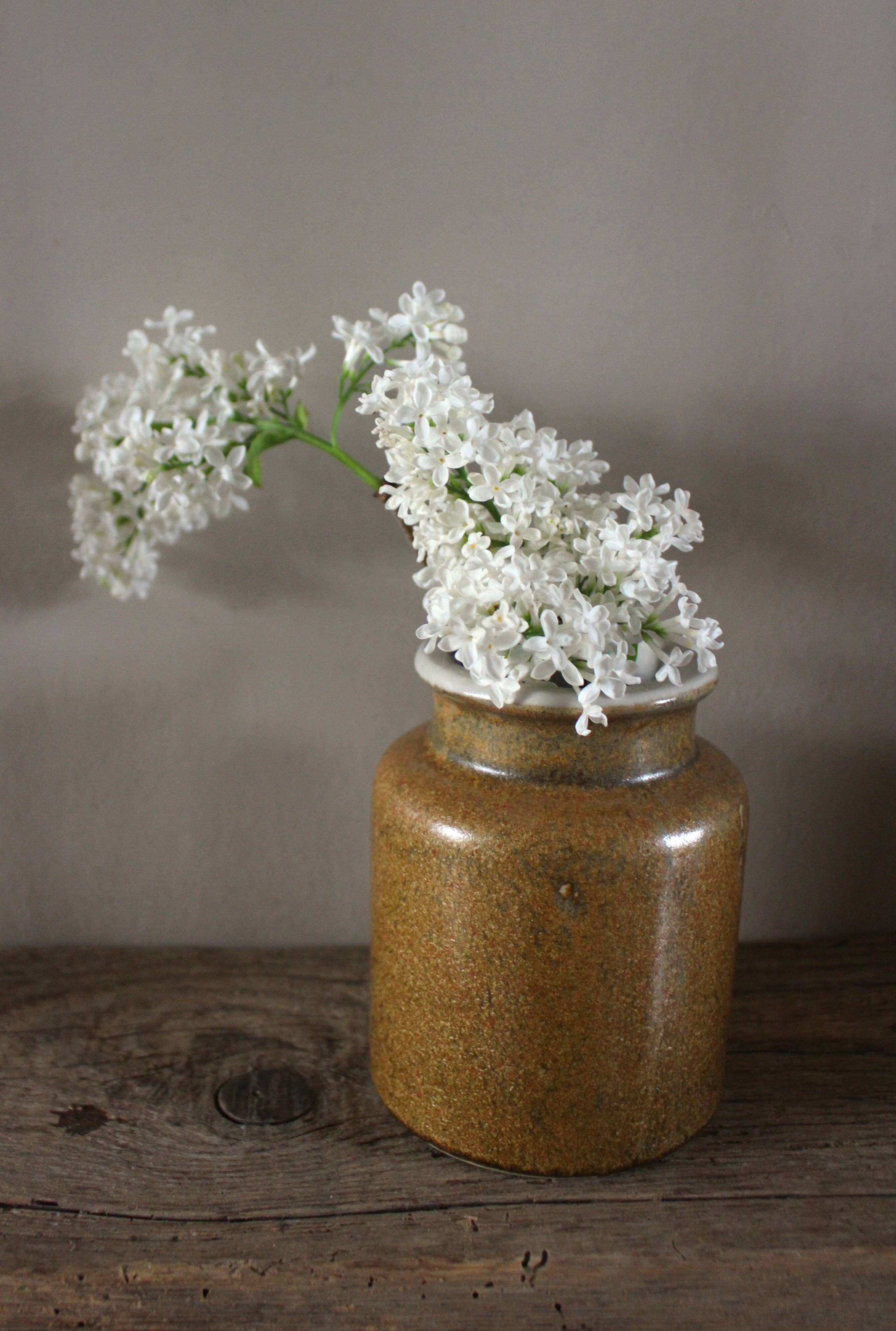 Vase, Glazed Vintage Stoneware Pot for Interior Use