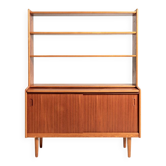Bibliothèque en teck scandinave avec bureau, années 1960