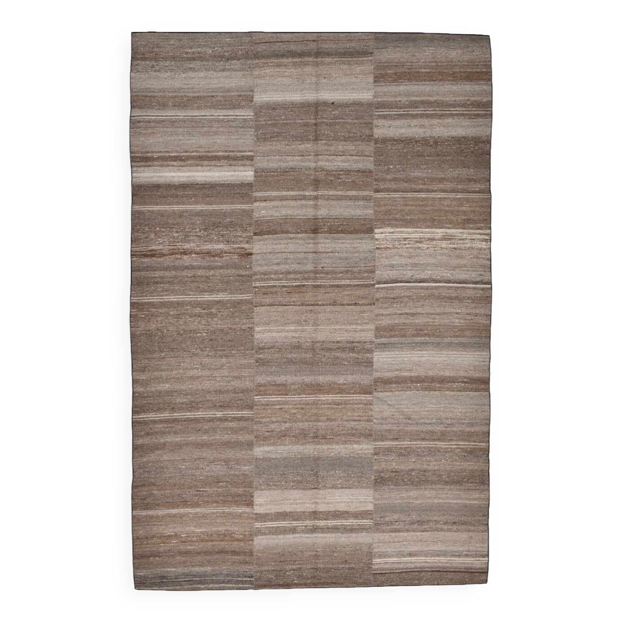 6x10 Brown and Beige Living Room Kilim Rug, 199x306Cm