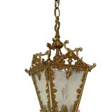 Lustre lanterne ancienne en bronze style Louis XV