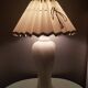 Vintage ceramic table lamp with pleated lampshade 1980