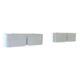 Pair of vintage wall lights, curved white metal, France 1980