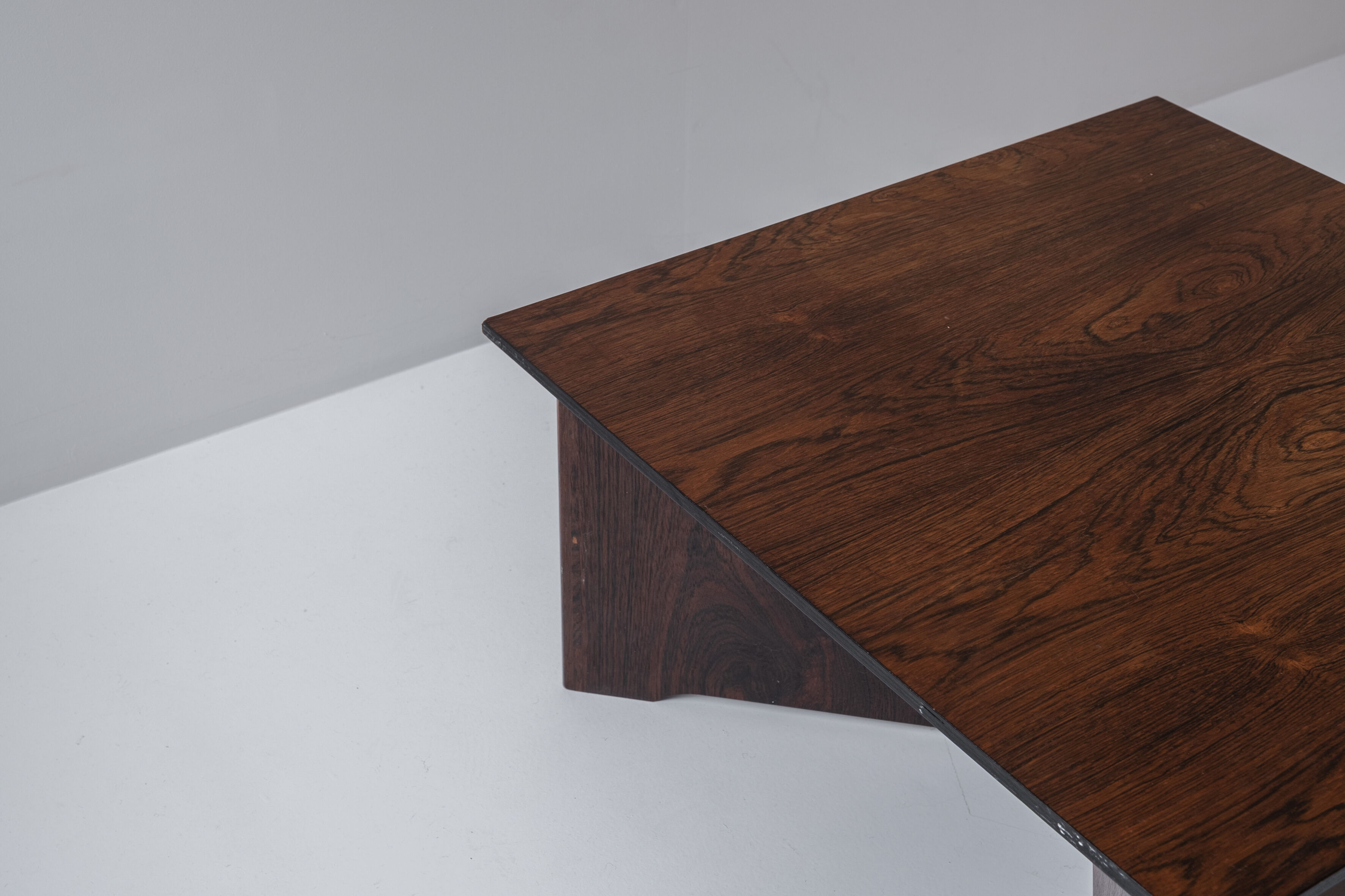 Rosewood square coffee table from Denmark, designed in the 1960s.