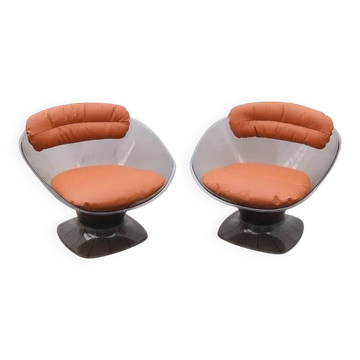 Pair of “Apollo” armchairs by Team TILLBERG for OVERMAN in plexiglass, 1970