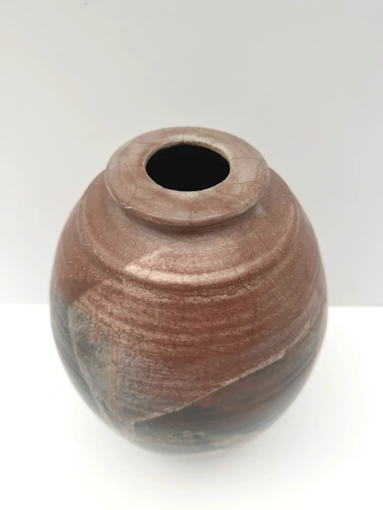 Signed Raku ceramic vase, 1990