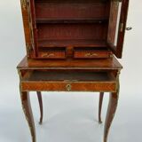 Meuble Napoléon III plaquage XIX eme style Louis XV bronze 2 portes tiroir
