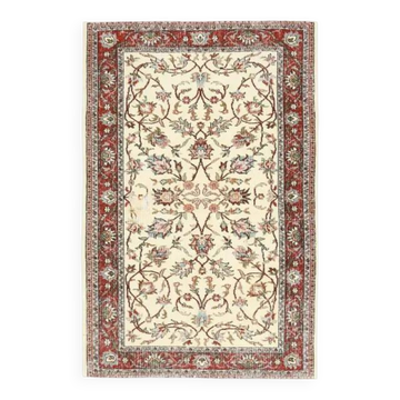 Vintage Turkish Oushak Handmade Wool Cotton Beige Area Rug 125x193
