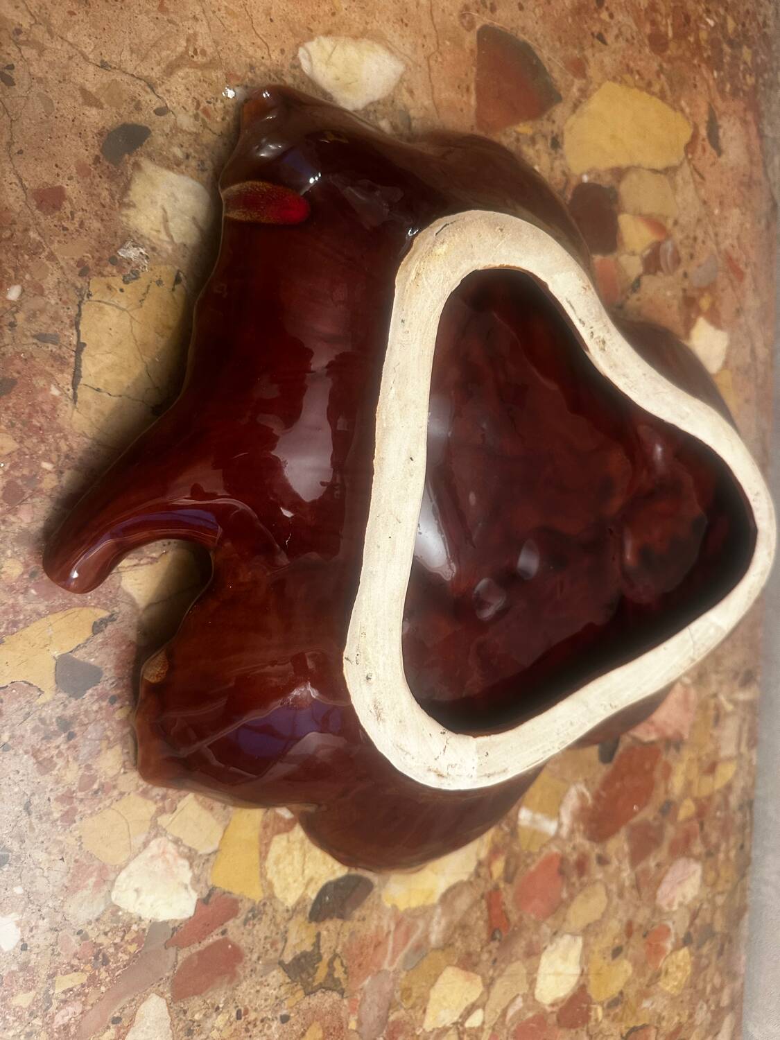 Vintage leaf-shaped earthenware centerpiece/trinket tray