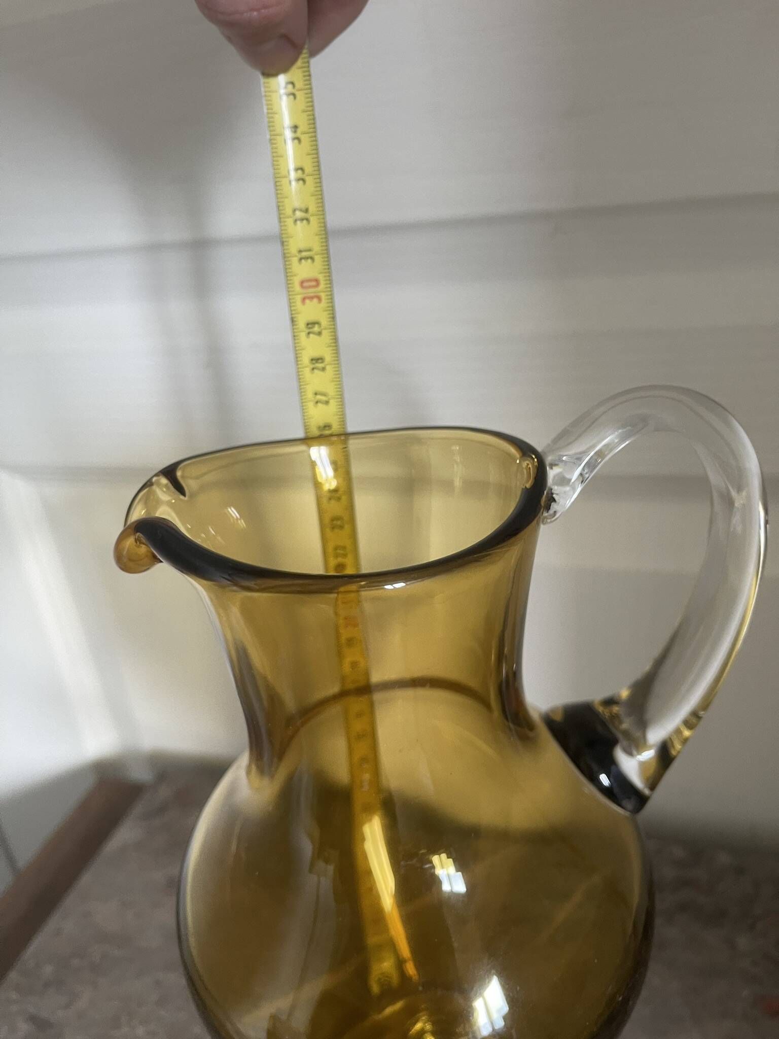 Vintage Bohemian Crystal Pitcher Jug Vcelnicka Orange Smoke