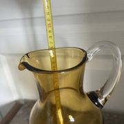Vintage Bohemian Crystal Pitcher Jug Vcelnicka Orange Smoke