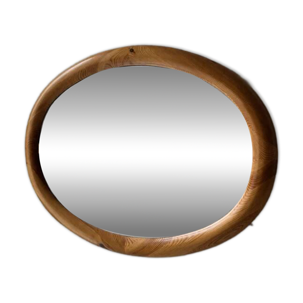 Miroir ovale en pin Glasmaster Markaryd Suède années 1970
